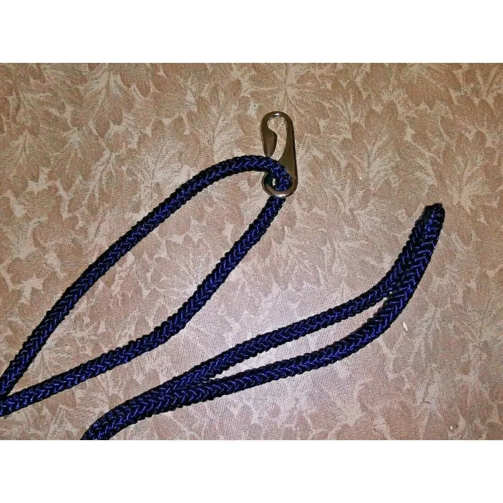 Womens Braided rope belt M/L Vintage Blue brown ivory, Silver ornate buckle Boho